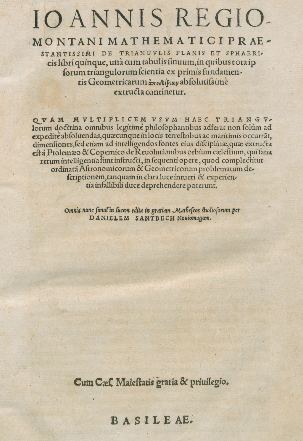 De triangulis planis et sphaericis libri. 1561