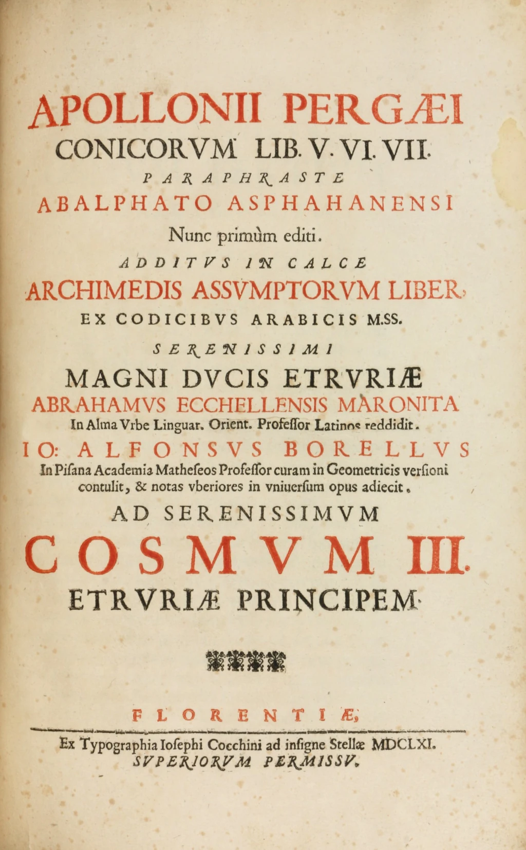 Аполлоний. Конические сечения. 1661