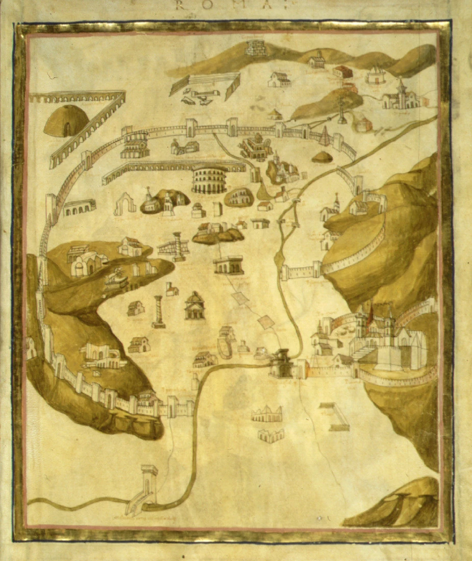 Пьетро дель Массайо, карта Рима из Географии Птолемея. 1469