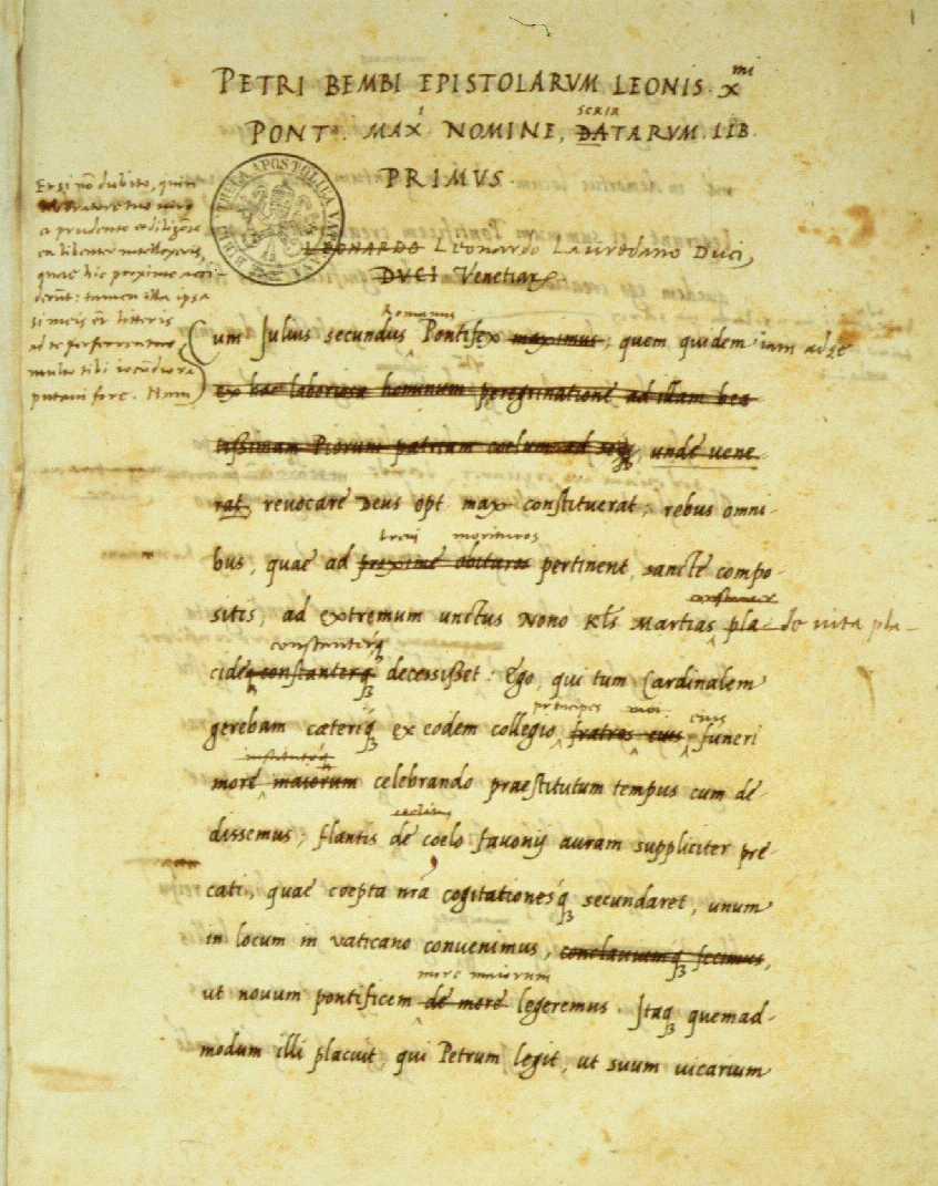 Письмо Пьетро Бембо Папе Льву Ⅹ. 1517