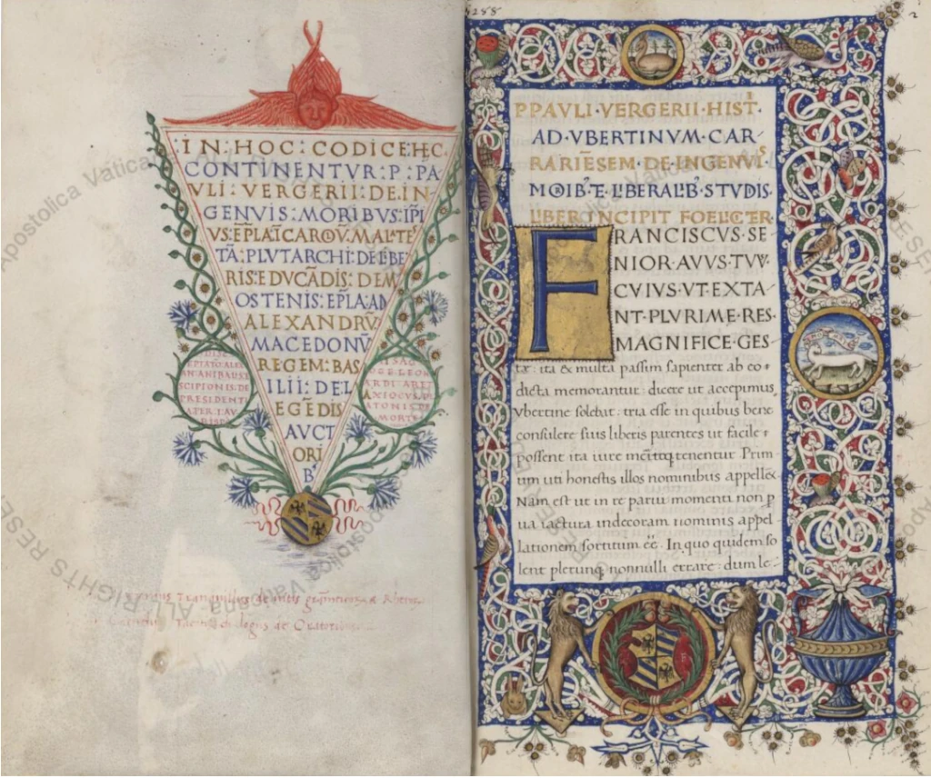 Пьетро Паоло Верджерио. De ingenuis moribus et liberalibus studiis adolescentiae. 1402