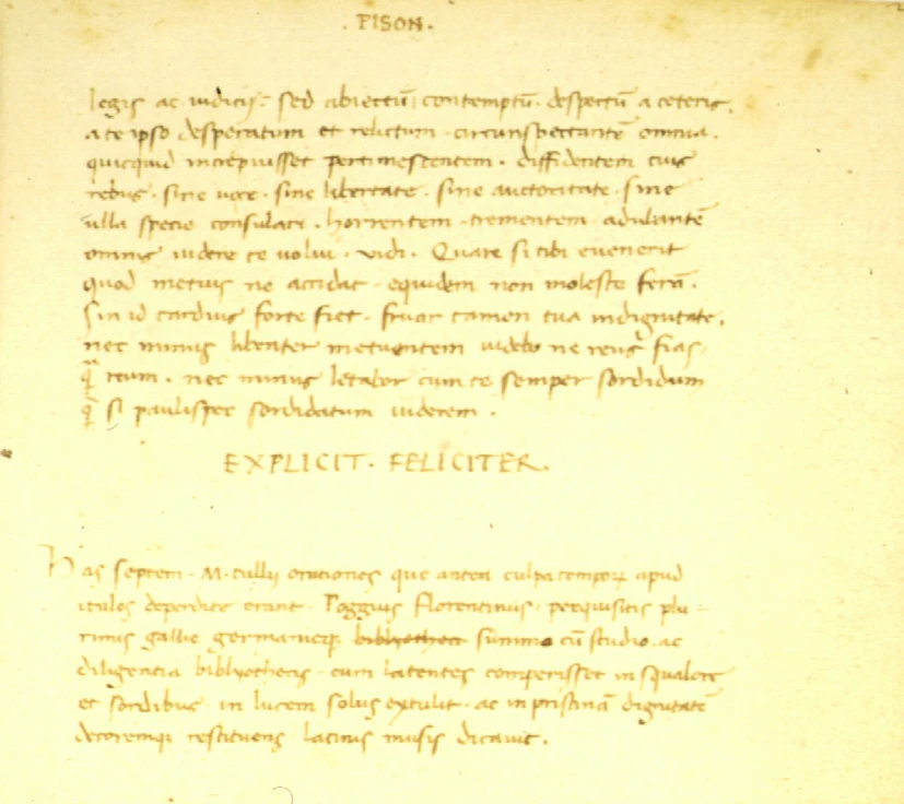 Поджо Браччолини. Перевод речей Цицерона на латынь. 1417