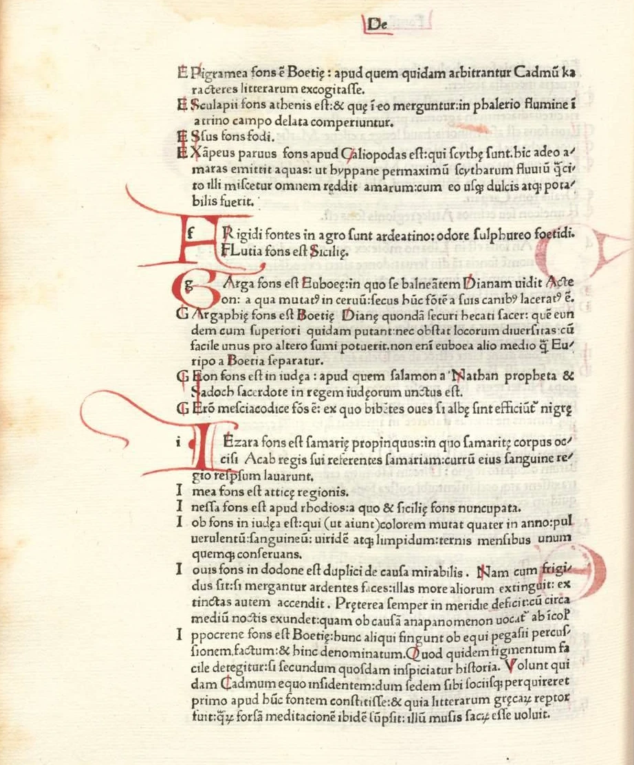 Джованни Боккаччо. De montibus, silvis, fontibus, lacubus, fluminibus, stagnis seu paludibus et de nominibus maris. 1473