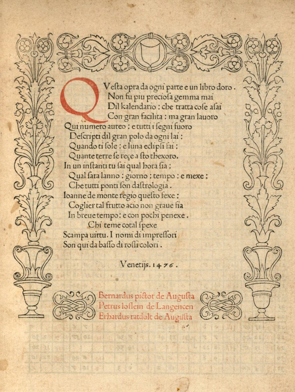 Qvesta opra da ogni parte e un libro doro, 1476