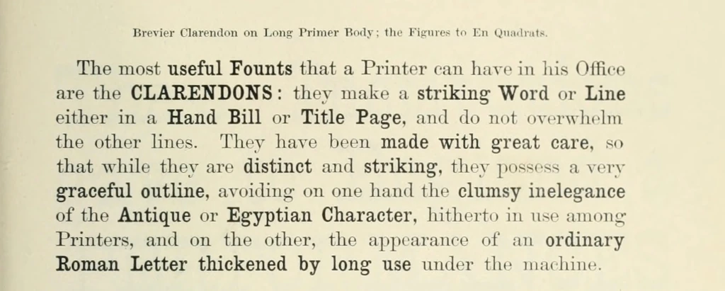 Шрифт Clarendon. 1874 год.